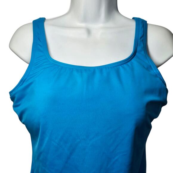 Lands' End Mastectomy Scoop Neck Tugless Sporty One Piece Swimsuit Size 14 - Picture 2 of 8